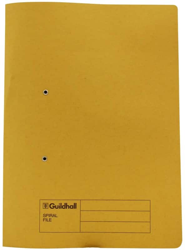 Guildhall Spiral File A4 Yellow Manilla 285 gsm 285 gsm 0 Holes Pack of 25