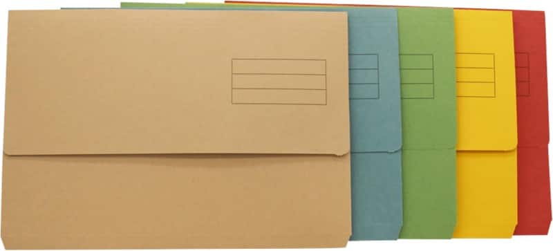 Guildhall Document Wallet DW250-ASTZ A4, Foolscap Flap Cardboard Landscape 27 (W) x 3.2 (D) x 24.3 (H) cm Assorted Pack of 50