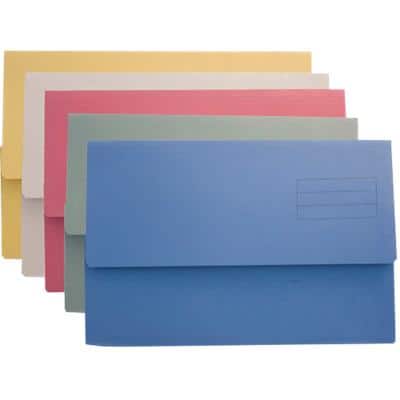 Guildhall Document Wallet DW250-ASTZ A4, Foolscap Flap Cardboard Landscape 27 (W) x 14 (D) x 37.5 (H) cm Assorted Pack of 50