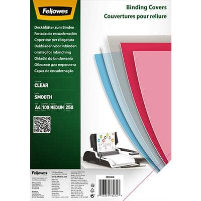 Fellowes Binding Cover PET (Polyethylene Terephthalate) 250 Mic Transparent Pack of 100