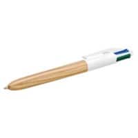 BIC 4 Colours Wood Retractable Ballpoint Pen Multicolour 0.4 mm Medium Ballpoint Refillable