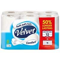 Velvet Comfort Toilet Roll 2 Ply 7223112 12 Rolls of 300 Sheets