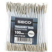 Seco Treasury Tags Metal White 100 mm Pack of 100