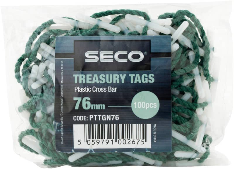 Seco Treasury Tags 76 mm Green Plastic Pack of 100