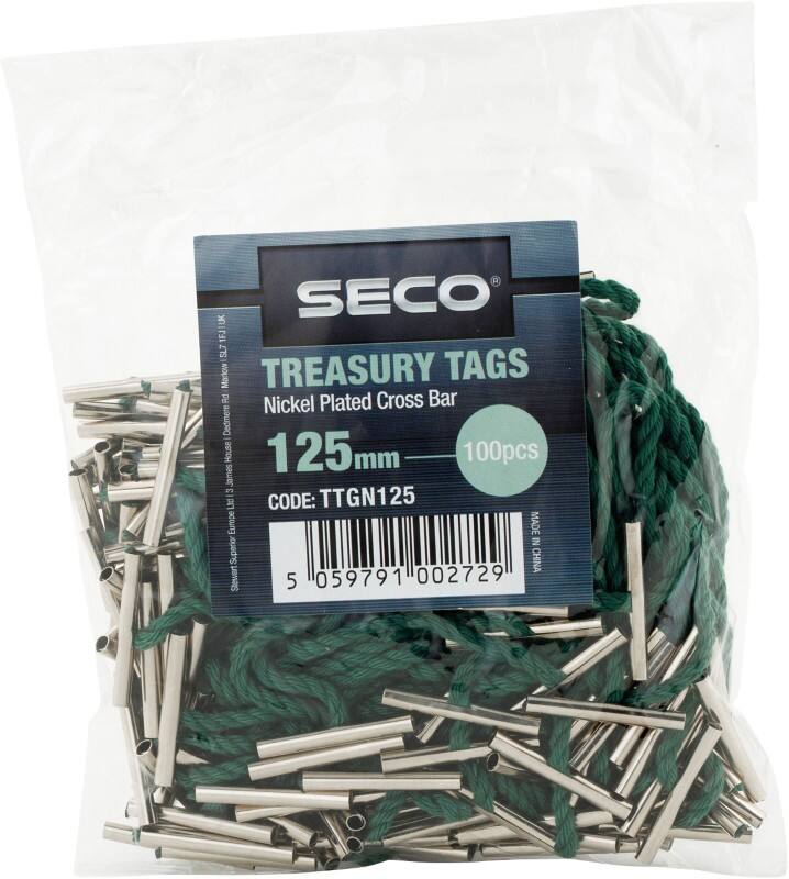 Seco Treasury Tags Metal Green 125 mm Pack of 100