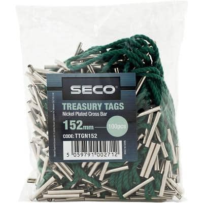 Seco Treasury Tags Metal Green 152 mm Pack of 100