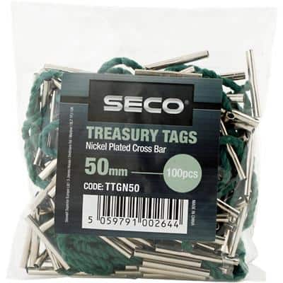 Seco Treasury Tags Metal Green 50 mm Pack of 100