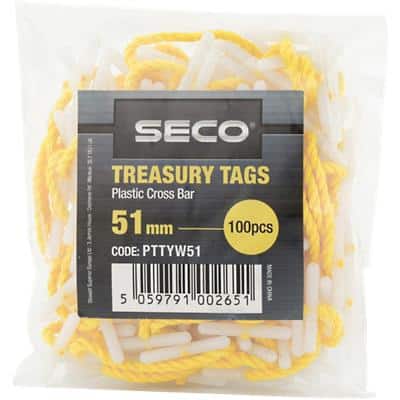 Seco Treasury Tags Plastic Yellow 51 mm Pack of 100