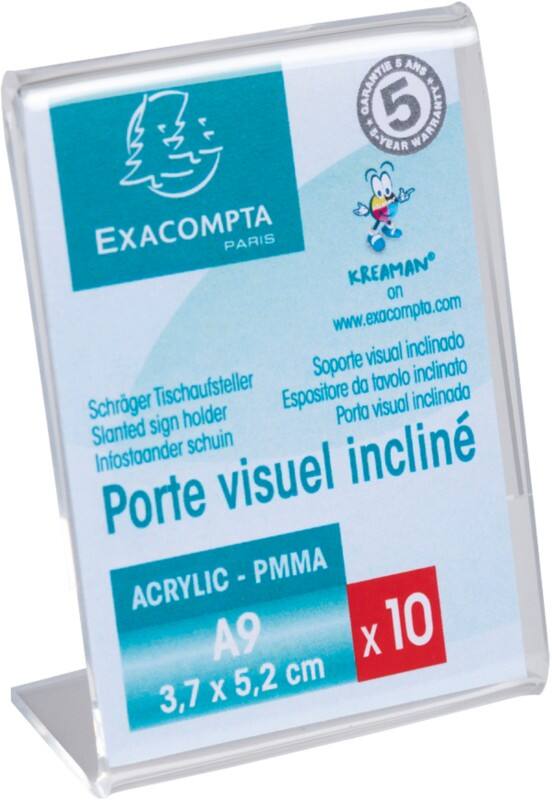 Exacompta Office Label Holder A9 3.7 (W) x 1.8 (D) x 5.2 (H) cm Crystal Pack of 20
