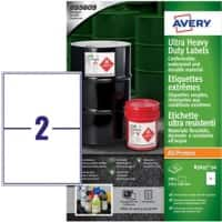 Avery Laser, Inkjet Resistant Labels B3655-50 adhesive A4 White 210 x 148 mm 100 Sheets of 2 Labels