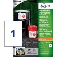 Avery Laser, Inkjet Resistant Labels B4775-20 adhesive A4 White 297 x 210 mm 20 Sheets of 1 Labels