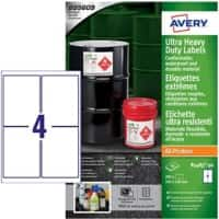 Avery Laser, Inkjet Resistant Labels B3483-50 adhesive A4 White 148 x 105 mm 200 Sheets of 4 Labels