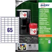 Avery Laser, Inkjet Resistant Labels B7651-50 Yes A4 White 21 x 38 mm 3250 Sheets of 65 Labels