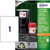 Avery Laser, Inkjet Resistant Labels B4775-50 adhesive A4 White 297 x 210 mm 50 Sheets of 1 Labels