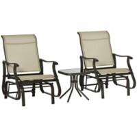 OutSunny Chair 775 x 655 x 970 mm Steel, Texteline, Tempered Glass Khaki