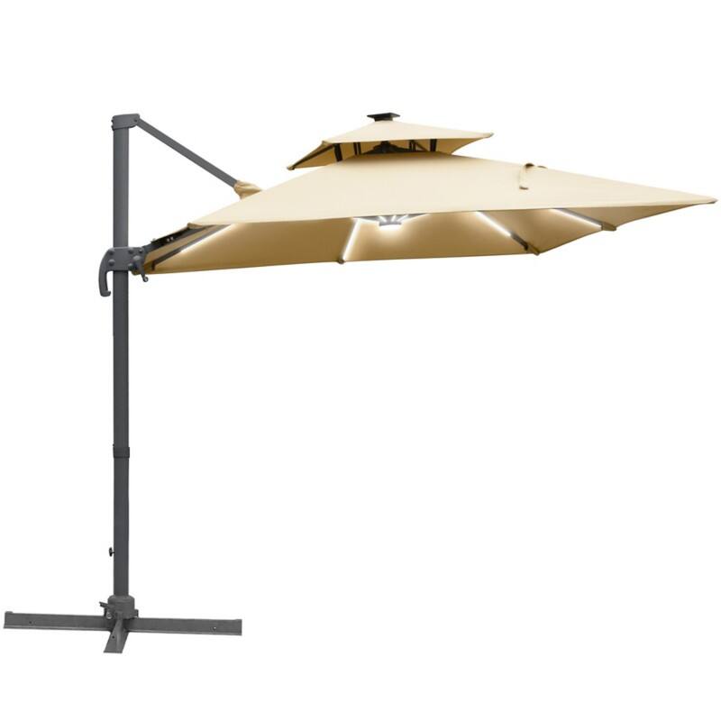 OutSunny Parasol Aluminium, Steel, PL (Polyester) Khaki