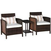 OutSunny Sofa 680 x 630 x 780 mm Steel, PE (Polyethylene) rattan, PL (Polyester), Tempered glass Brown