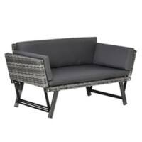 OutSunny Sofa 630 x 1,670 x 660 mm Steel, Rattan, PL (Polyester) Grey