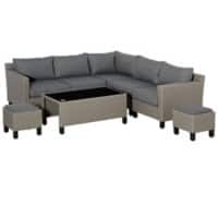 OutSunny Sofa 600 x 1,100 x 480 mm Aluminium, PE (Polyethylene) rattan, PL (Polyester) Grey