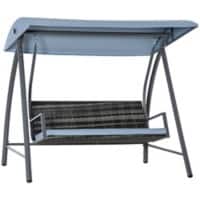 OutSunny Swing Chair Metal, PL (Polyester) Fabric, PE (Polyethylene) rattan, Grey 1,240 x 1,980 x 1,790 mm