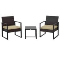 OutSunny Table and Chairs set PE Rattan, Polyester,Steel 863-013BG