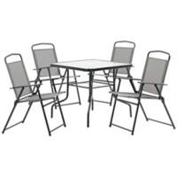 OutSunny Table and Chairs set Metal, Tempered Glass, Texteline