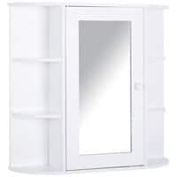 HOMCOM Mirror Cabinet Glass,MDF (Medium-Density Fibreboard) White 66 x 17 x 63 cm