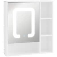 kleankin Mirror Cabinet Glass,MDF (Medium-Density Fibreboard) White 60 x 15 x 65 cm