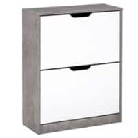 HOMCOM Shoe Cabinet Particleboard Grey and White 62.5 x 26 x 81 cm