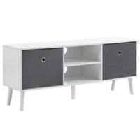 HOMCOM TV Stand MDF (Medium-Density Fibreboard), Nonwoven Fabric White, Grey 110 x 29 x 46.5 cm