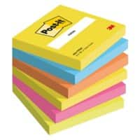 Post-it Sticky Notes Square 76 x 76 mm Assorted 654-TFEN 6 Pads of 100 Sheets