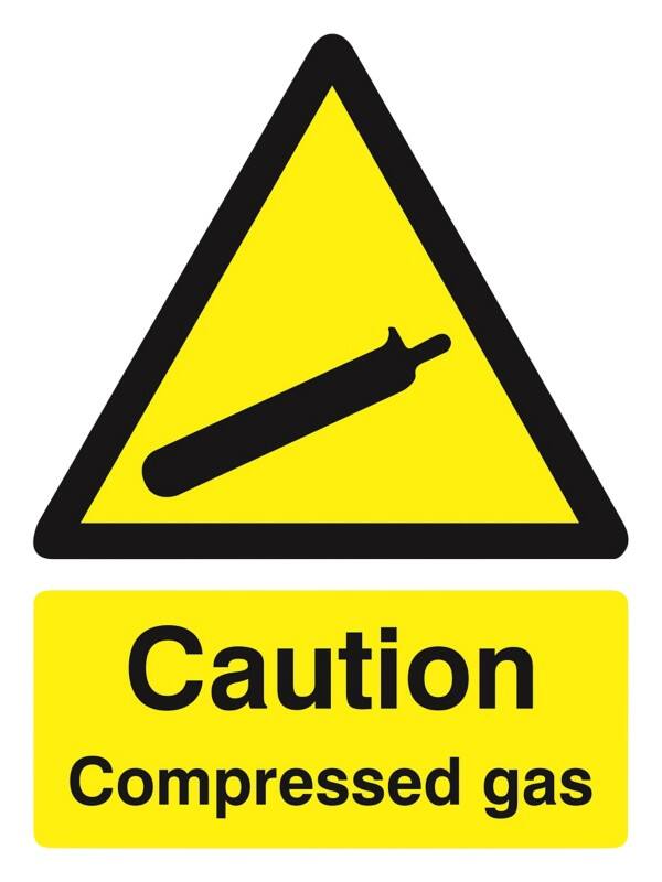Seco Health and Safety Sign Caution Compressed Gas Self Adhesive Vinyl 15 x 20 cm W0411SAV-150X200