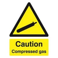 Seco Health and Safety Sign Caution Compressed Gas Self Adhesive 15 x 20 cm