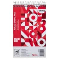 Viking Notepad 125 x 200 mm Ruled Spiral Top Bound Paper Soft Cover Red Perforated 300 Pages