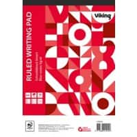 Viking Notepad A4+ Ruled Glued Side Bound Paper Soft Cover Red Perforated 200 Pages Pack of 5