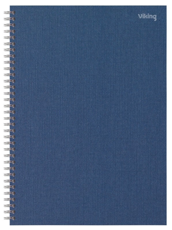 Viking Notebook A4 Ruled Twin Wire Side Bound Paper Hardback Navy Blue Perforated 160 Pages
