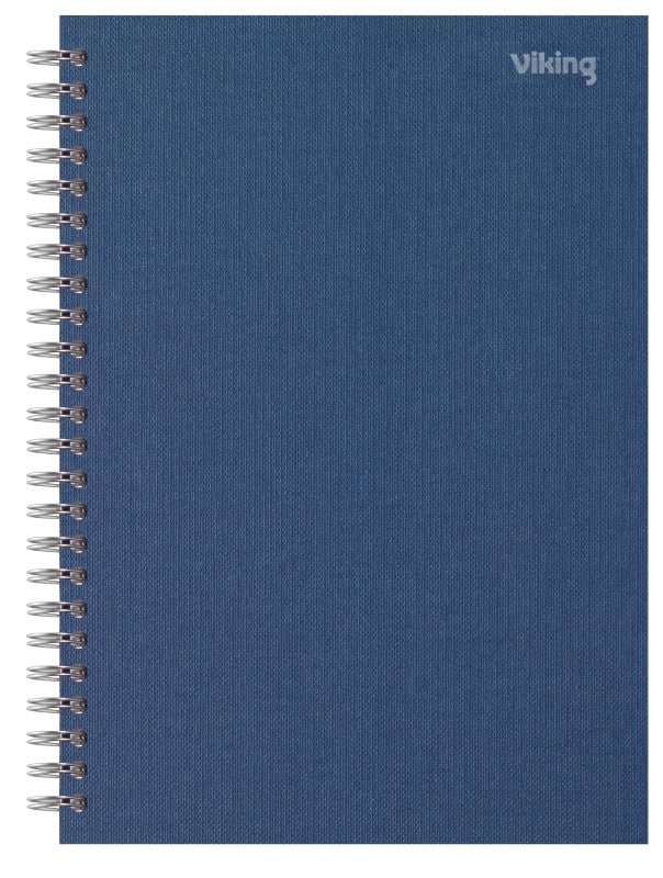 Viking Notebook A5 Ruled Twin Wire Side Bound Paper Hardback Navy Blue Perforated 160 Pages