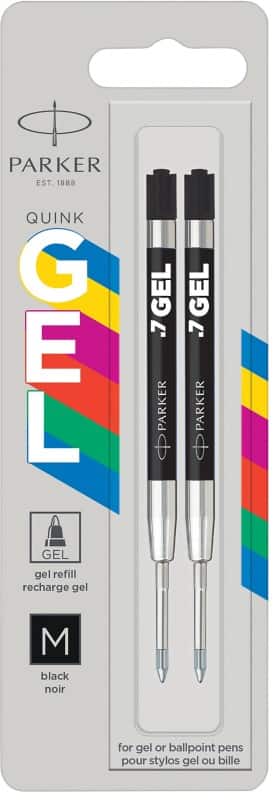 Parker S-GEL Pen Refill Black 0.7 mm Medium Ballpoint Pack of 2