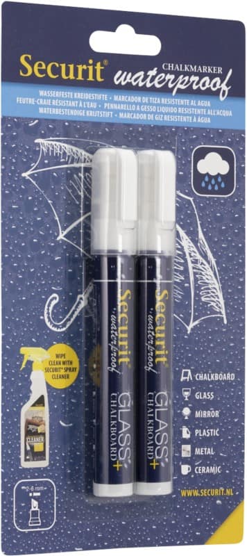 Securit BL-SMA610-WT Chalk Marker White Medium Chalk 2 - 6 mm Pack of 2