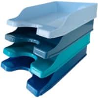 Deflecto Letter Tray Stackable Aqua Tone Cool Breeze Pack of 4
