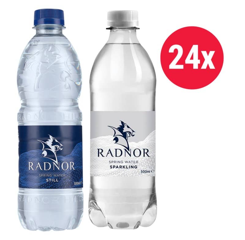 Radnor Hills 24 Bottles of 500 ml Sparkling Spring Water + 24 Bottles of 500 ml Still Water