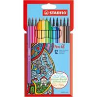 STABILO Fineliner Pen Brush Wallet Pack of 12