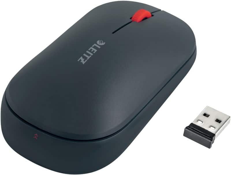 Leitz Cosy Dual Wireless Ergonomic Mouse 6531 Optical For Right and Left-Handed Users Bluetooth/USB-A Nano Receiver Grey