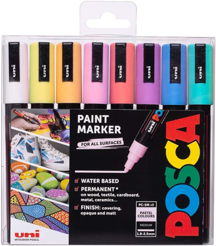 POSCA 238212175 Permanent Paint Marker Assorted Broad Bullet 1.8 - 2.5 mm Pack of 8