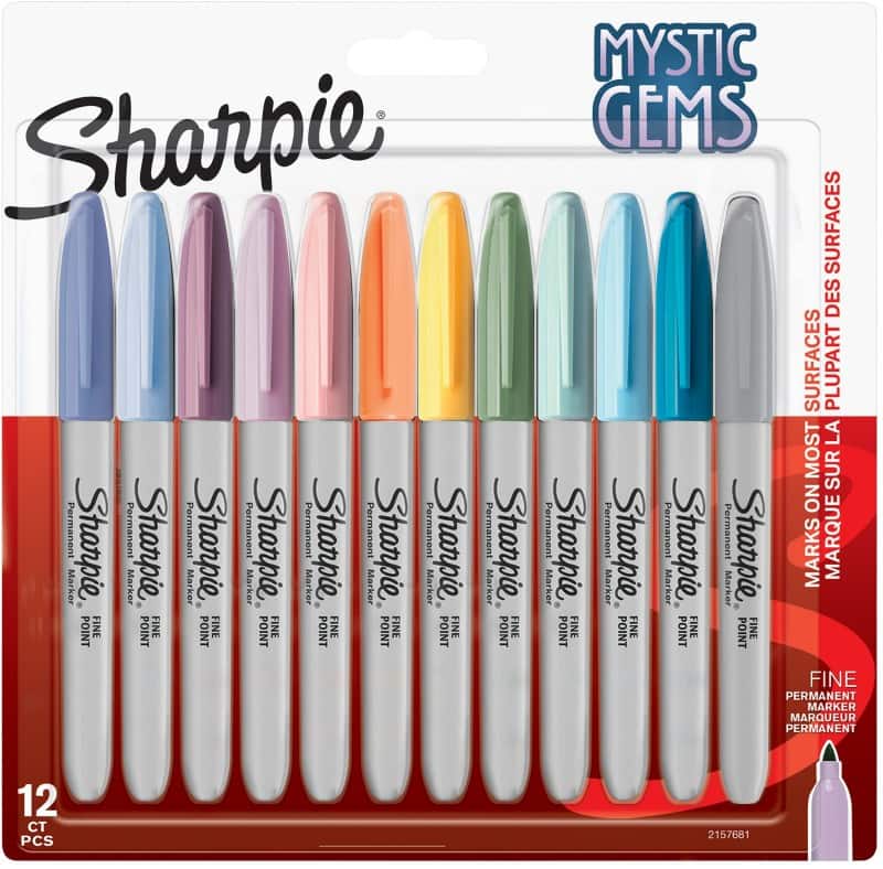 Sharpie Mystic Gems 2157681 Permanent Marker Fine Bullet  - 3 mm Assorted Non Refillable Pack of 12
