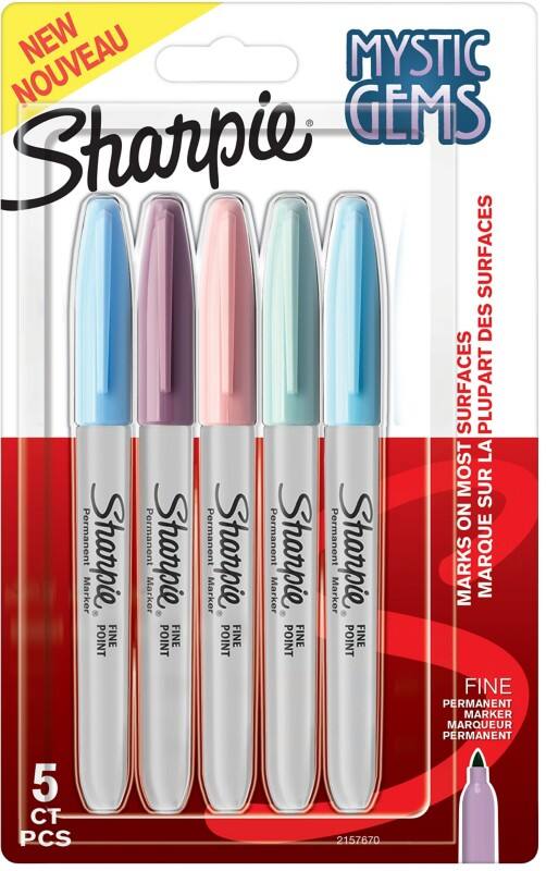 Sharpie Mystic Gems 2157670 Permanent Marker Fine Bullet  - 3 mm Assorted Non Refillable Pack of 5