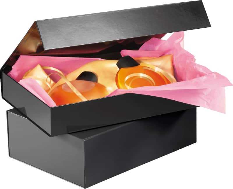 RAJA Gift Box Cardboard 265 (W) x 65 (D) x 375 (H) mm Black Pack of 10