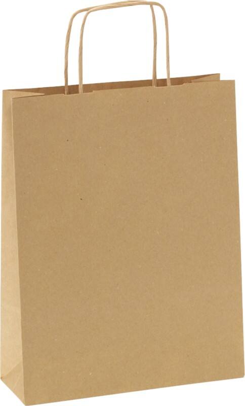 Raja carrier bag kraft paper brown 110 gsm 34 x 8 x 24 cm pack of 100