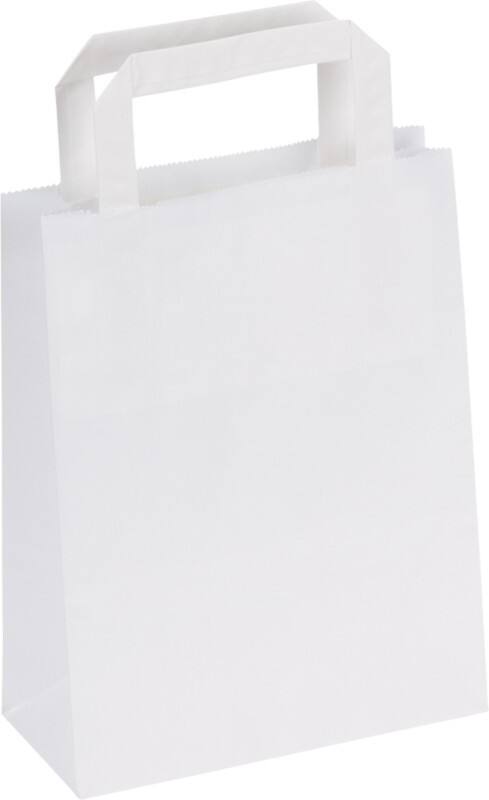 Raja carrier bag paper white 80 gsm 24 x 8 x 18 cm pack of 50