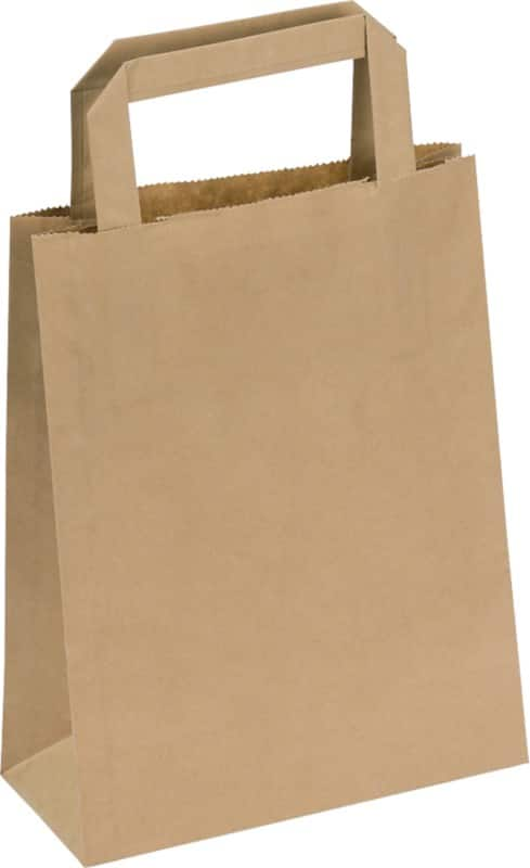 Raja carrier bag paper brown 80 gsm 24 x 8 x 18 cm pack of 50